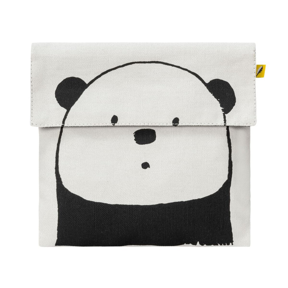Genavendelig madpose i økologisk bomuld fra Fluff, Black Panda, 18 x 19 cm