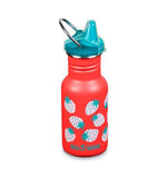 Klean Kanteen Kid Classic Narrow vandflaske med Sippy Cap i rustfri stål, Coral Strawberries, 355 ml
