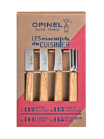 Sæt med fire urteknive i rustfri stål og oliventræ fra Opinel