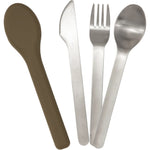 Picnic Bestiksæt i rustfri stål med silikonebetræk, sæt med ske, kniv og gaffel fra Haps Nordic, Olive