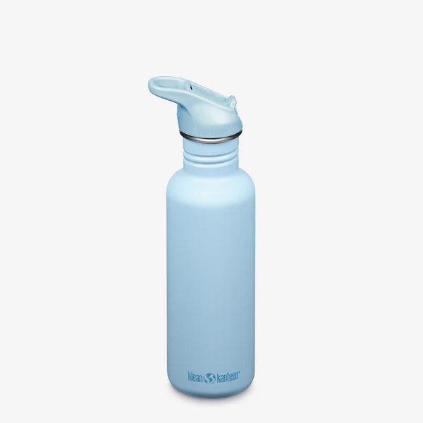 Klean Kanteen Classic vandflaske i rustfri stål med Flip Seal Sport Cap, Clear Sky 800 ml