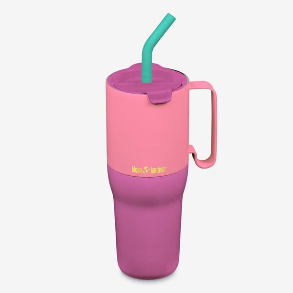 Klean Kanteen Rise Tumbler i rustfri stål med sugerørslåg, Pink Lemonade Kaleidoscope, 1065 ml