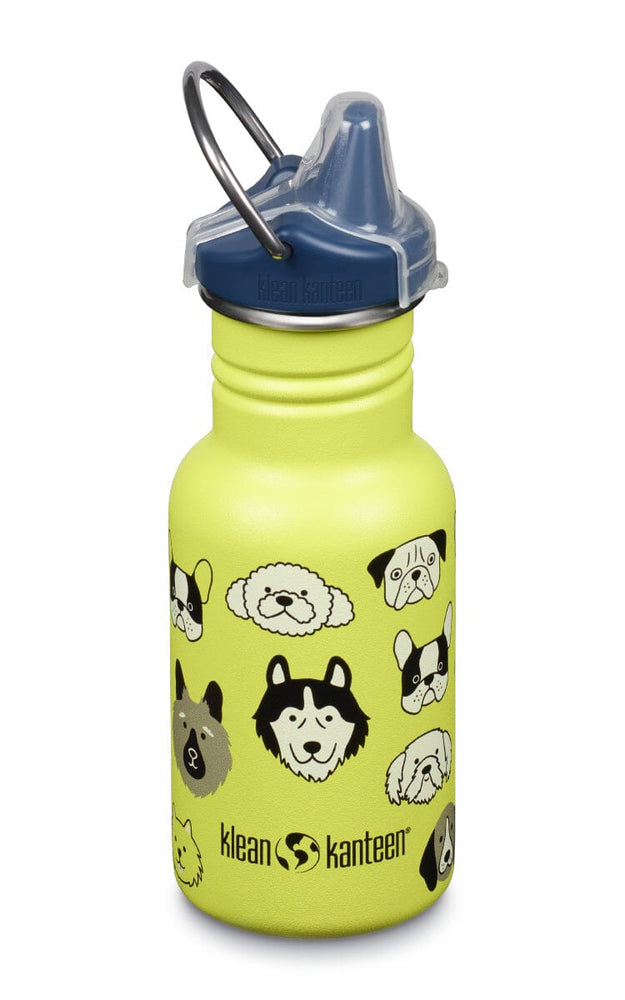 Klean Kanteen Kid's vandflaske i rustfri stål med Sippy Cap, Dogs, 355 ml