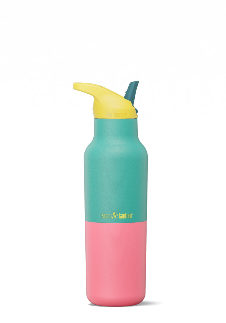 Klean Kanteen Rise isoleret vandflaske i rustfri stål med Flip Seal Sport Cap, Turquoise Kaleidoscope, 473 ml