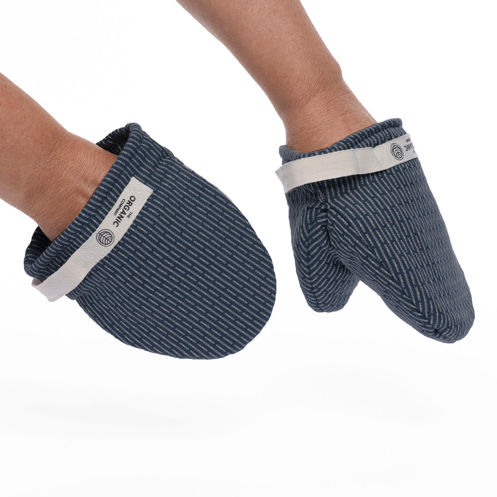 Mini Oven Mitts i økologisk bomuld fra The Organic Company, Dark Blue Stone