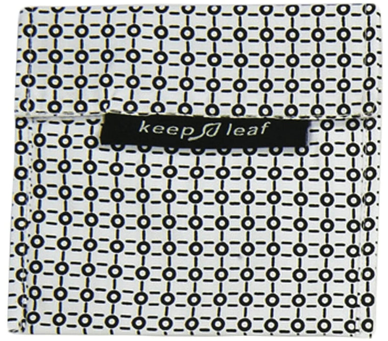 Genanvendelig madpose i bomuld fra Keep Leaf, Black and White, 18 x 16,5 cm