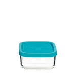 Madopbevaring - Frigoverre kvadratisk glasfad fra Bormioli Rocco, blåt låg, flere størrelser - Bormioli Rocco - gågrøn 
