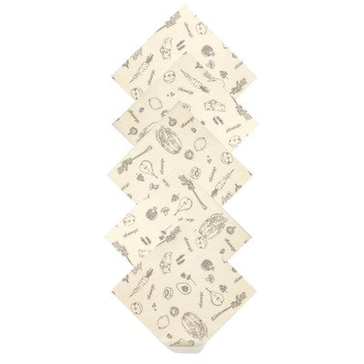 Naturlig og genanvendelig madwrap med bivoks fra Abeego, small, 5 stk, 18 x 18 cm