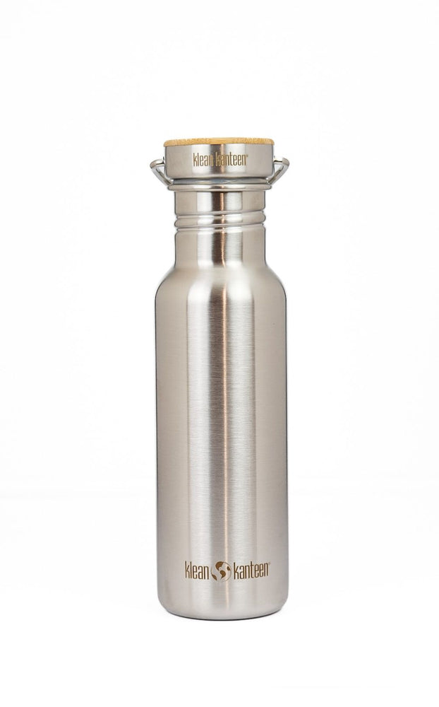 Klean Kanteen Reflect vandflaske i rustfri stål med bambuslåg, Brushed Steel, 532 ml