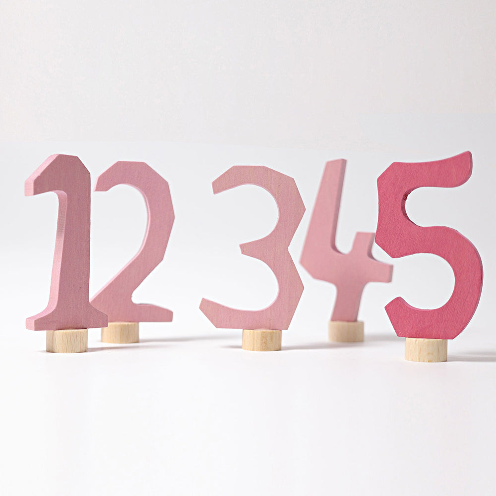 Grimm's figur til fødselsdagsring, dekorative tal, pink, 1-5