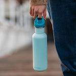Klean Kanteen Classic vandflaske i rustfri stål med Sport Cap, Blue Tint, 800 ml