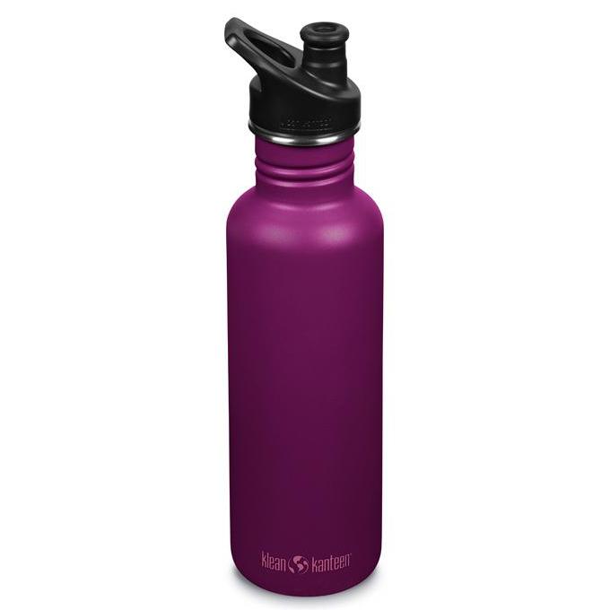 Klean Kanteen Classic vandflaske i rustfri stål med Sport Cap, Purple Potion, 800 ml