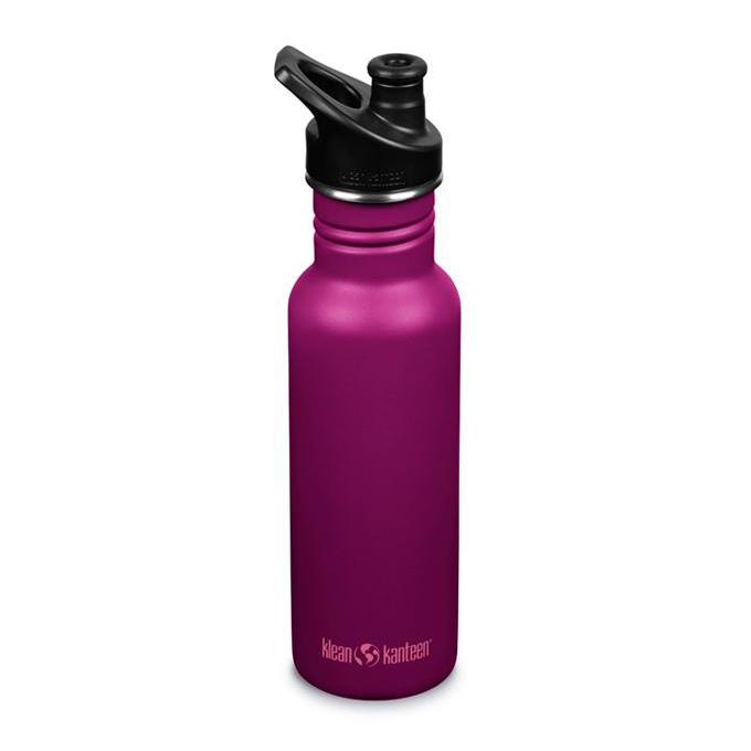 Klean Kanteen Classic Narrow vandflaske i rustfri stål med Sport Cap, Purple Potion, 532 ml