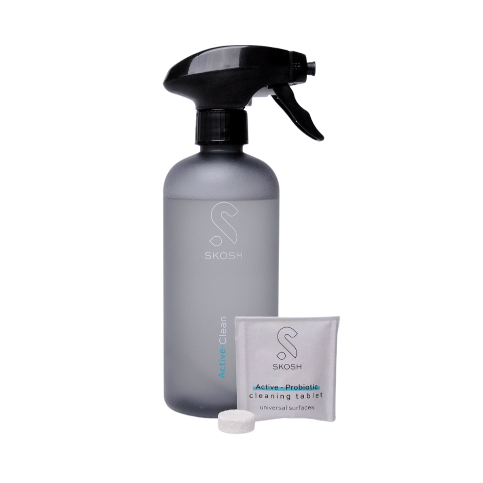 Skosh probiotisk rengøring, sprayflaske af genanvendt plast + en rengøringstablet - 500 ml