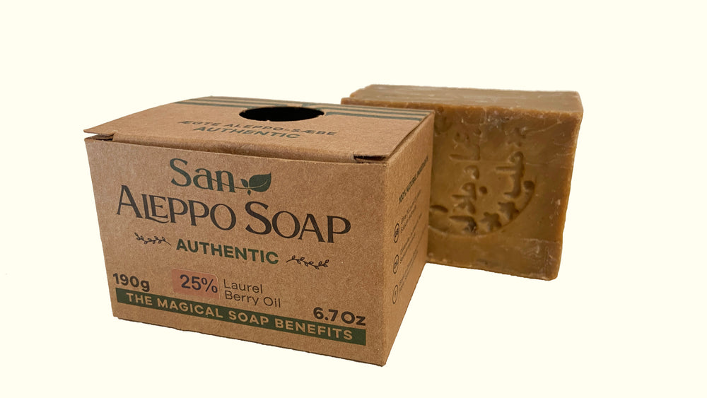 Authentic Aleppo sæbebar af olivenolie og 25% laurbærolie, 190 gram