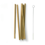 Seks sugerør i økologisk bambus inklusiv sugerørsbørste fra Bambu, 21,5 cm