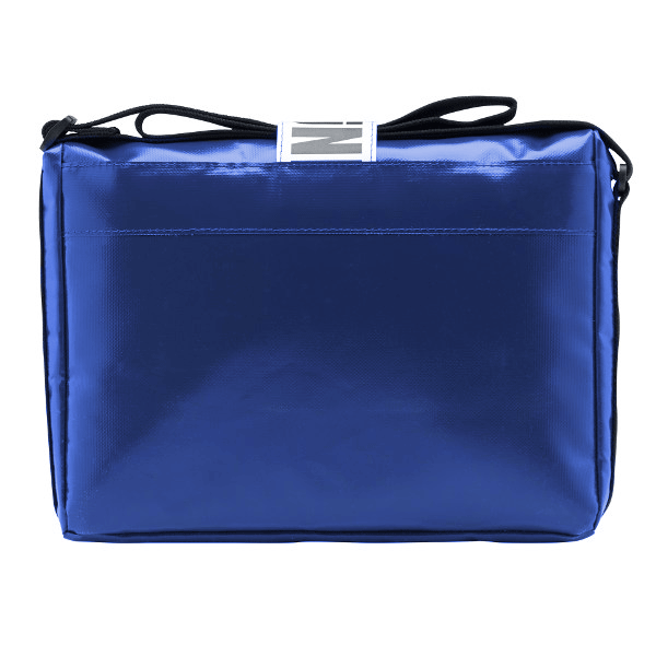 grünBAG Carry af genanvendt presenning med skulderrem og velcrolukning, blå