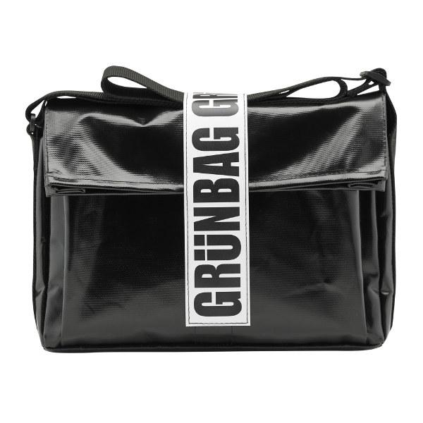 grünBAG Carry af genanvendt presenning med skulderrem og velcrolukning, sort