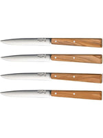Sæt med fire skarpe bordknive i rustfrit stål og oliventræ fra Opinel, Olive