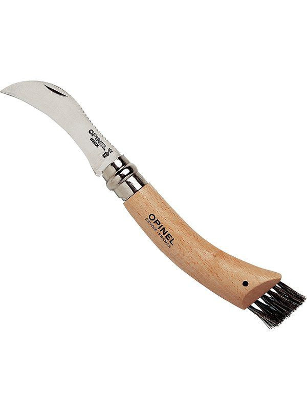 Kniv - Svampekniv i rustfristål og avnbøg med børster af ægte vildsvinehår fra Opinel - Opinel - gågrøn 