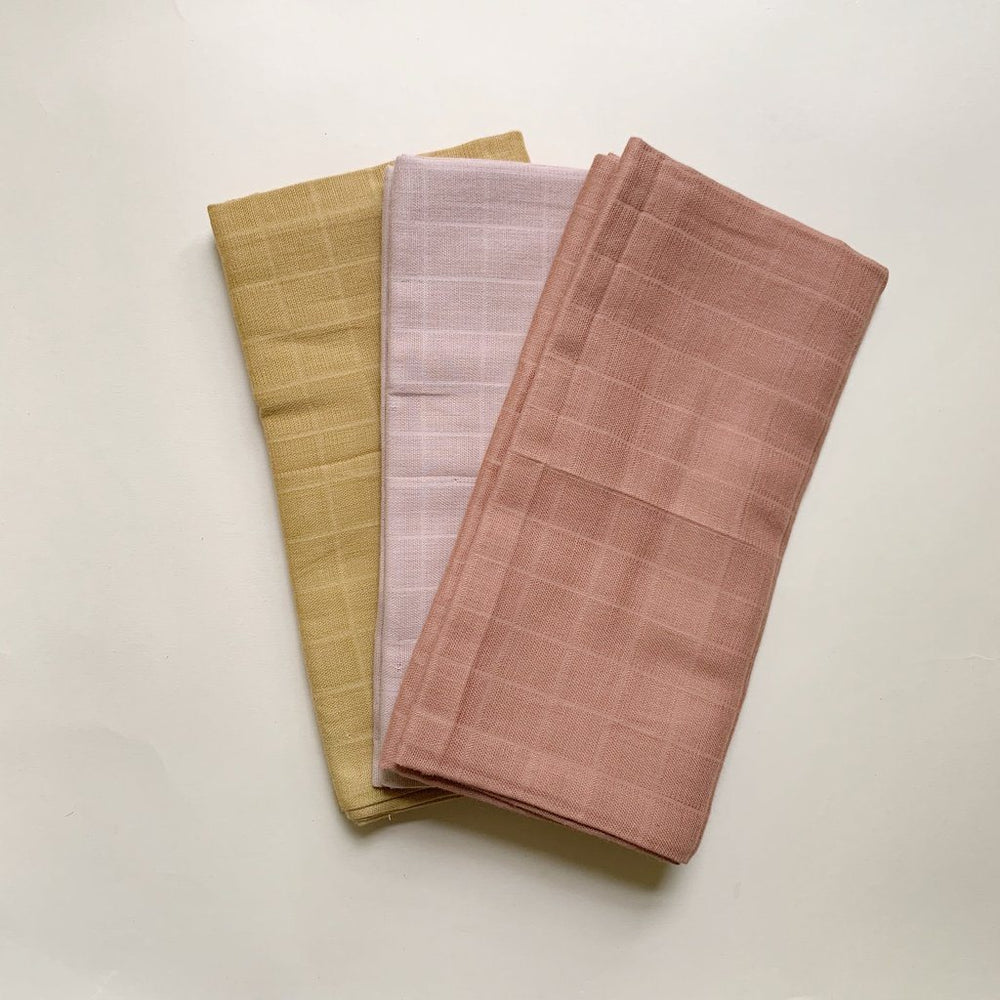 Sui Muslin Cloth af økologisk bomuld fra Haps Nordic, 3 stk, Solid Warm Color