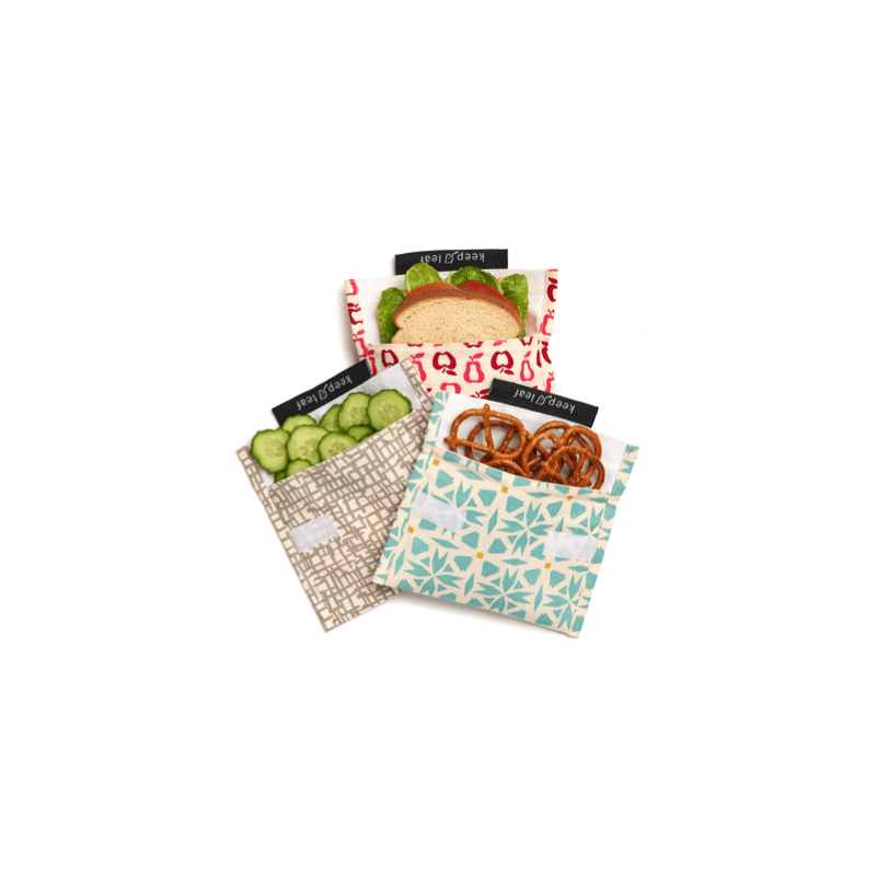 Madopbevaring - Genanvendelig madpose i bomuld fra Keep Leaf, Geo, 18 x 16,5 cm - Keep Leaf - gågrøn 